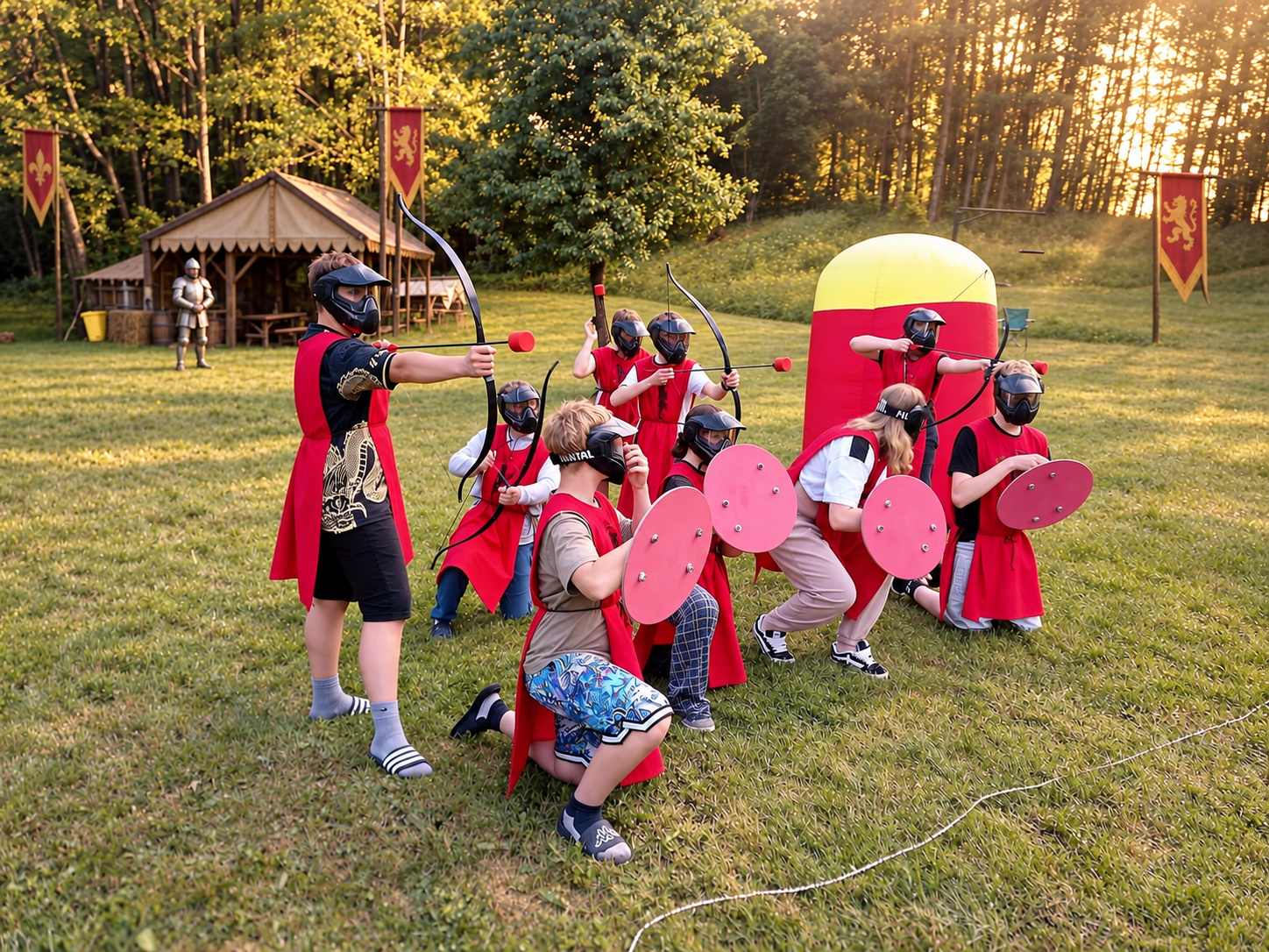 Młodzież podczas zabawy archery tag